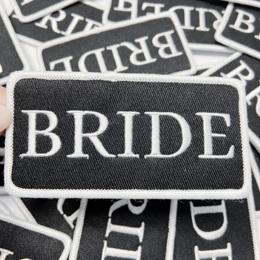 4" Bride - White & Black - Embroidered Hat Patch