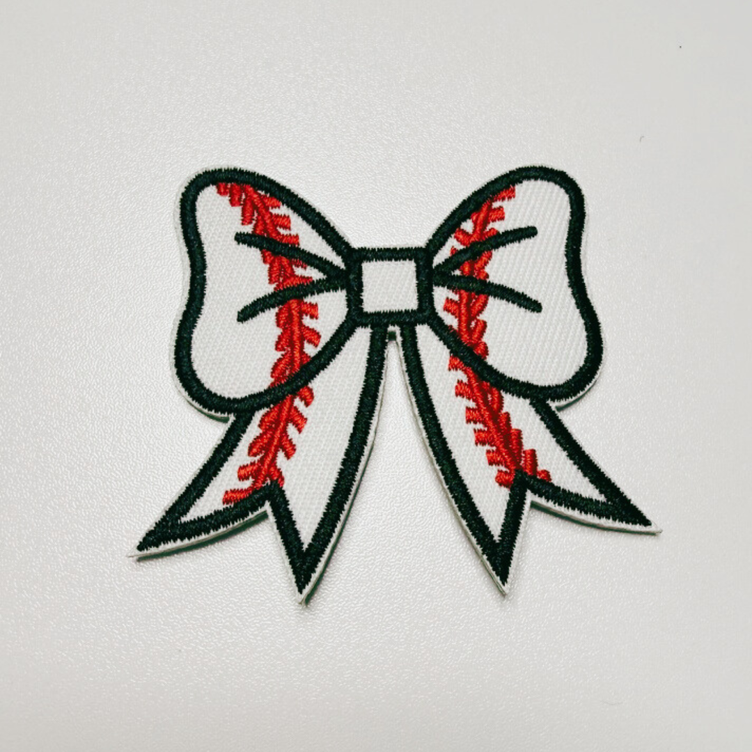 2.5” Baseball Bow -  Embroidered Hat Patch