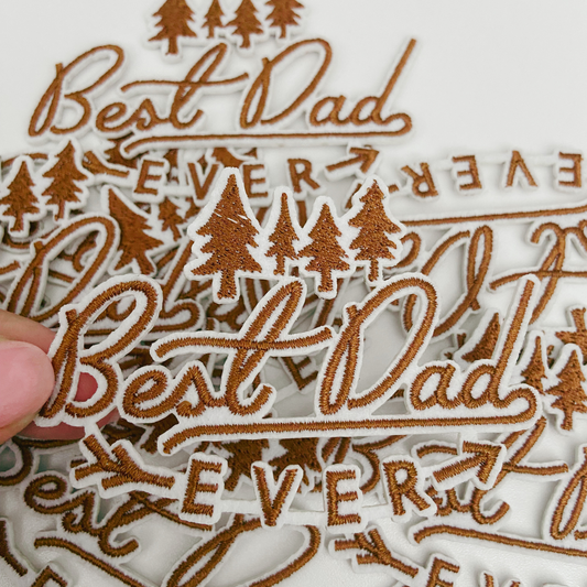 3" Best Dad Ever in Brown - Embroidered Hat Patch
