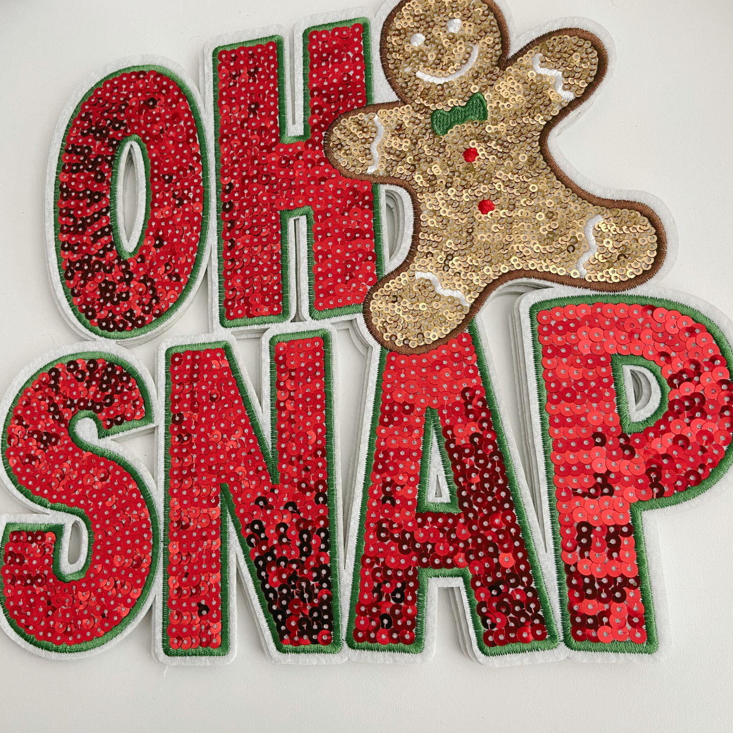 10.75"  OH SNAP Gingerbread man  - SEQUIN Patch