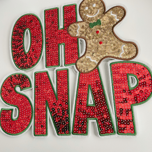 10.75" OH SNAP Gingerbread man - SEQUIN Patch