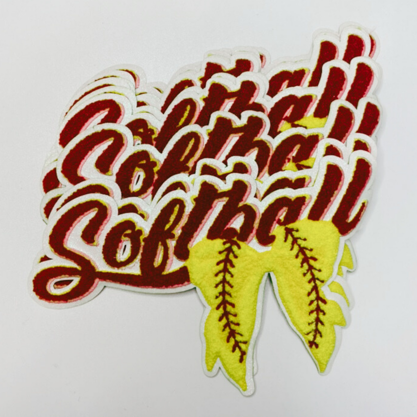 Softball with Bow  - Chenille Patch