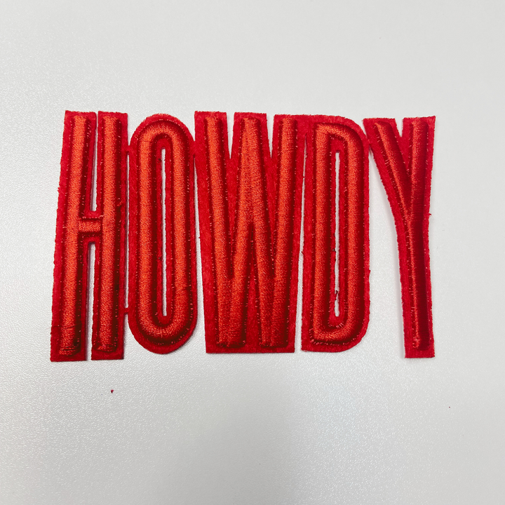 4" HOWDY in Red -  3D Embroidered Hat Patch