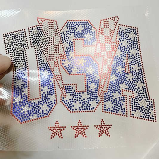 4" USA w Lightning SPANGLE - COLD PEEL (perfect for hats)