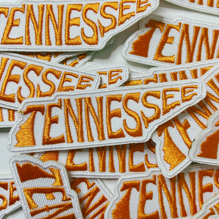 3" Tennessee State -  WHITE &amp; Orange -  Embroidered Hat Patch