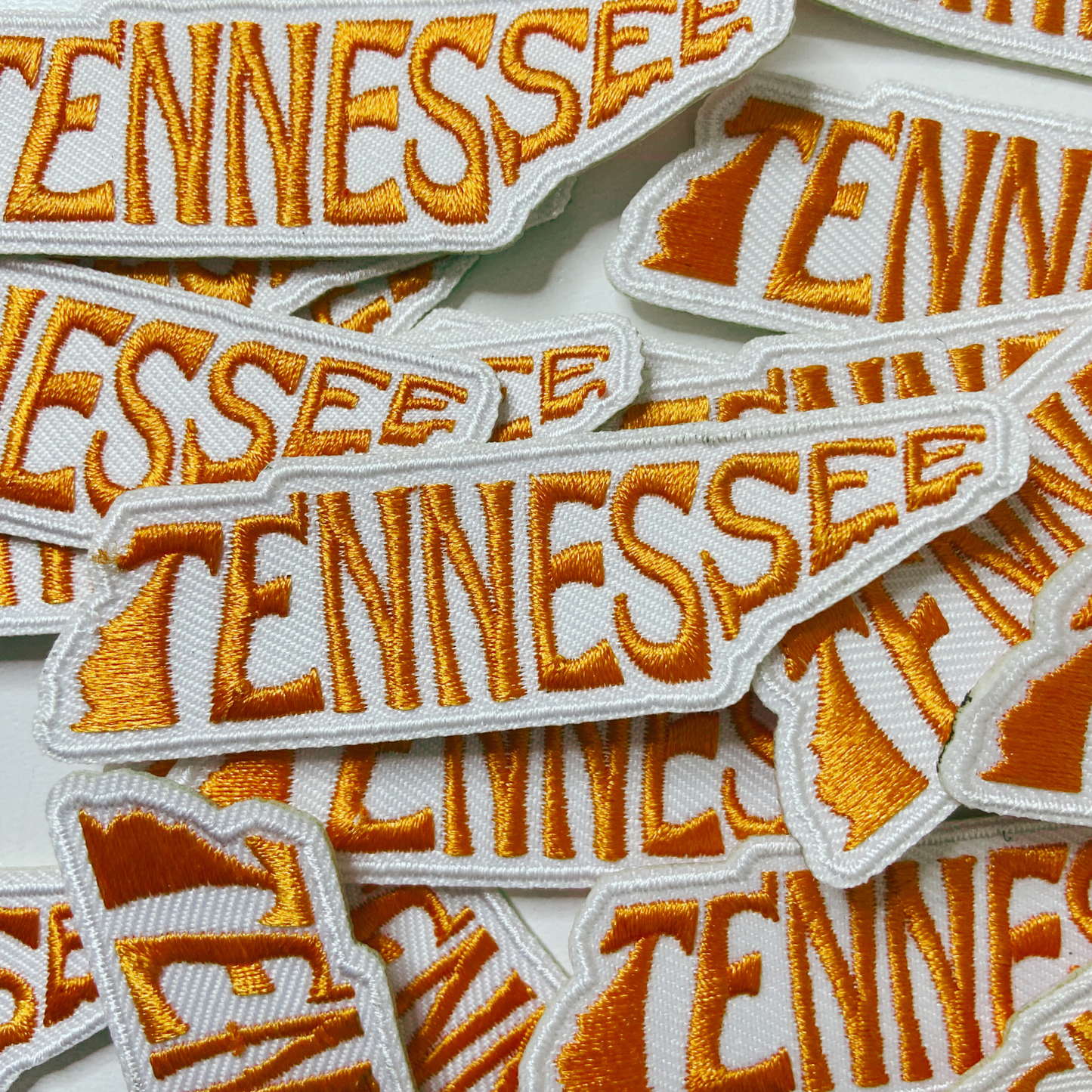 3" Tennessee State -  WHITE & Orange -  Embroidered Hat Patch