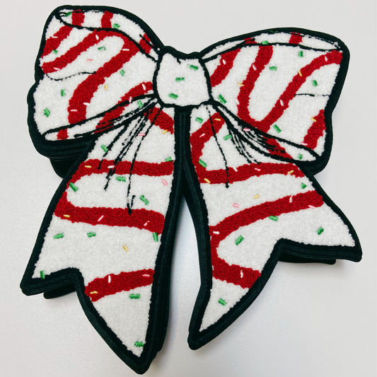 10.5"  Christmas Bow  - Chenille Patch