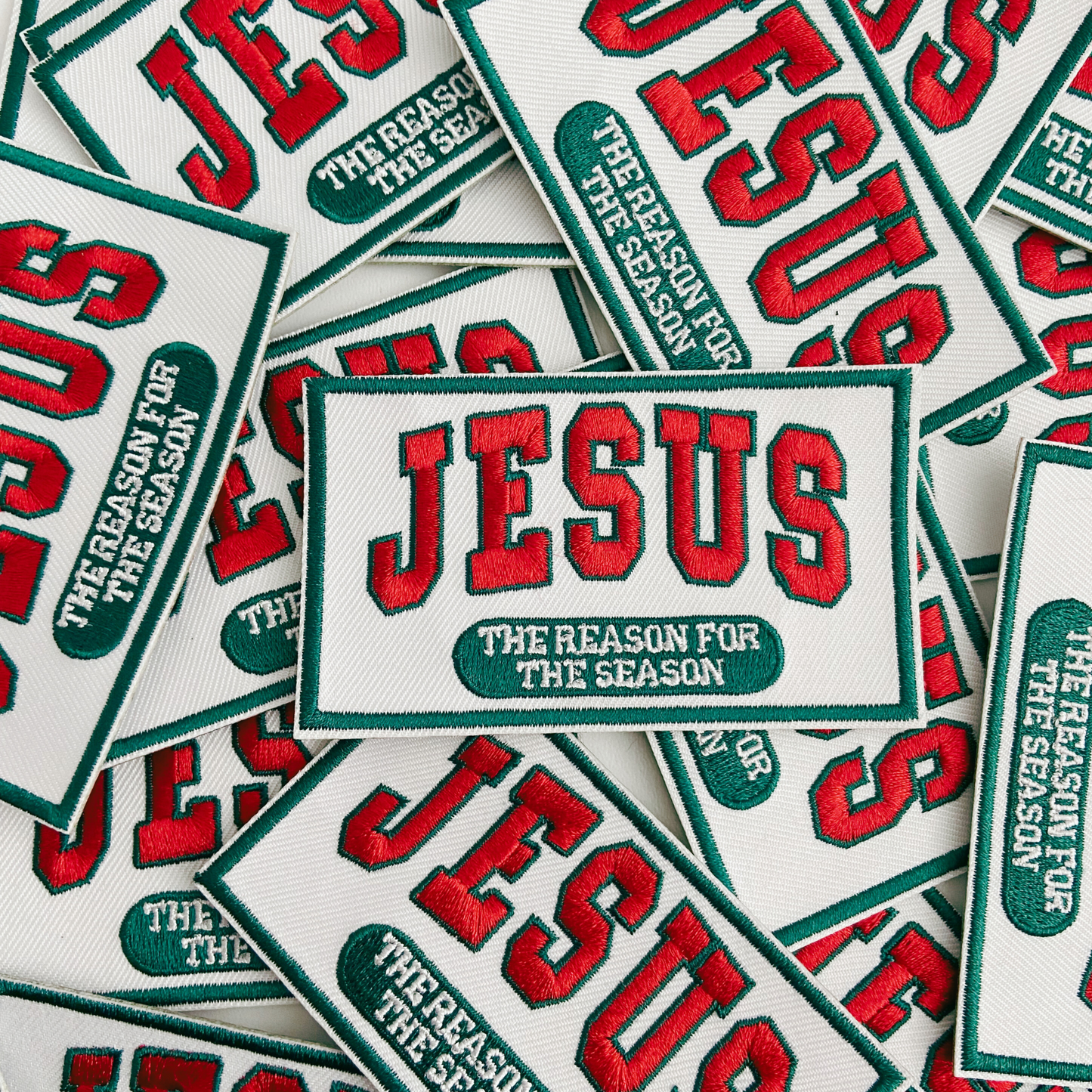 3.5" JESUS The Reason for the Season -  Embroidered Hat Patch