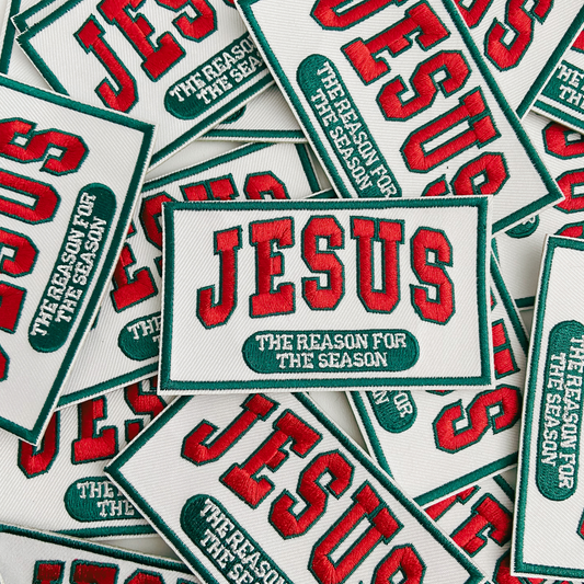 3.5" JESUS The Reason for the Season - Embroidered Hat Patch