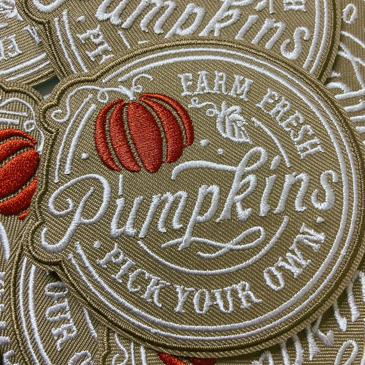 3" Farm Fresh Pick your Pumpkins -  Embroidered Hat Patch