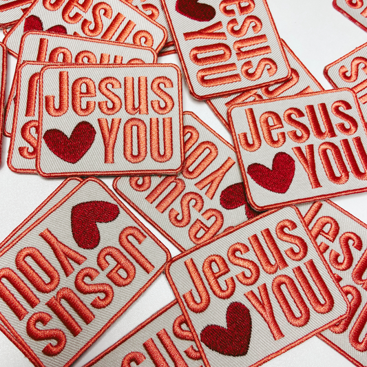 3" Jesus heart You - Embroidered Hat Patch