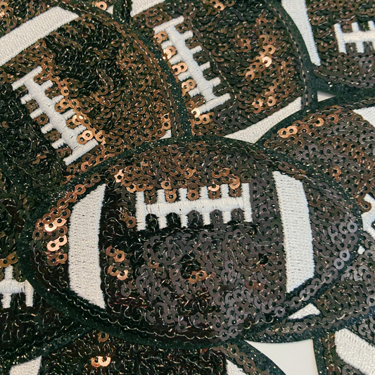 3.5" sequin FOOTBALL  -  Embroidered Hat Patch