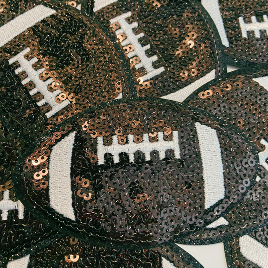 3.5" sequin FOOTBALL - Embroidered Hat Patch