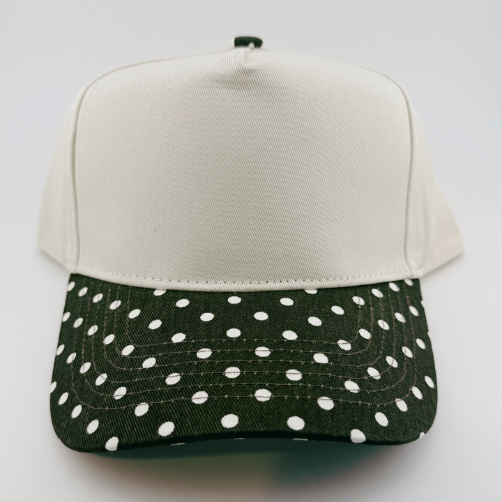 TEELUX - Cotton Structured Hat Blank -  SNAP BACK - Brown Polkadot