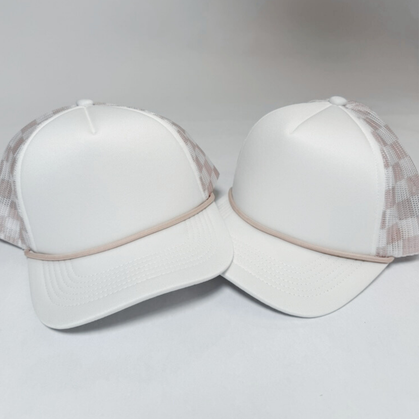 TEELUX - TRUCKER HAT BLANK - Beige Neutral Checkered