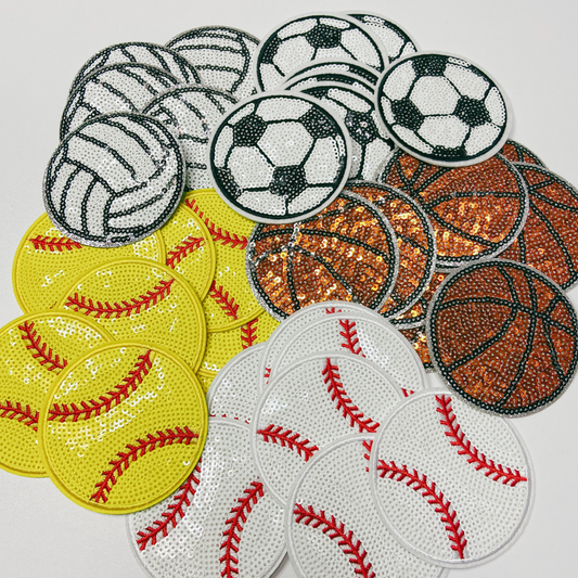 3" inch sequin Sports (Basketball, Soccer, Baseball, Volleyball, Softball) -  Sequin Hat Patch