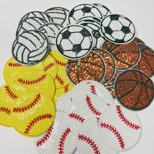 3" inch sequin Sports Balls (Basketball, Soccer, Baseball, Volleyball, Softball) - Sequin Hat Patch