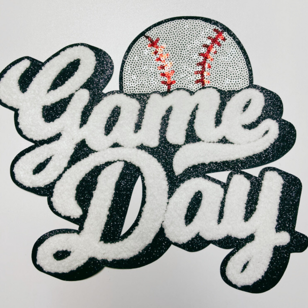 11” GAME DAY Baseball  - chenille + Sequin Patch
