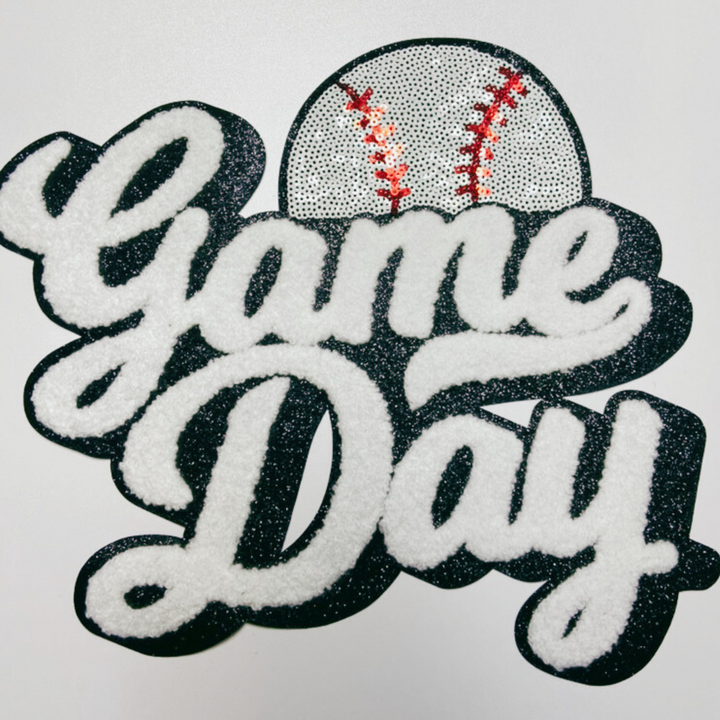11” GAME DAY Baseball  - chenille + Sequin Patch