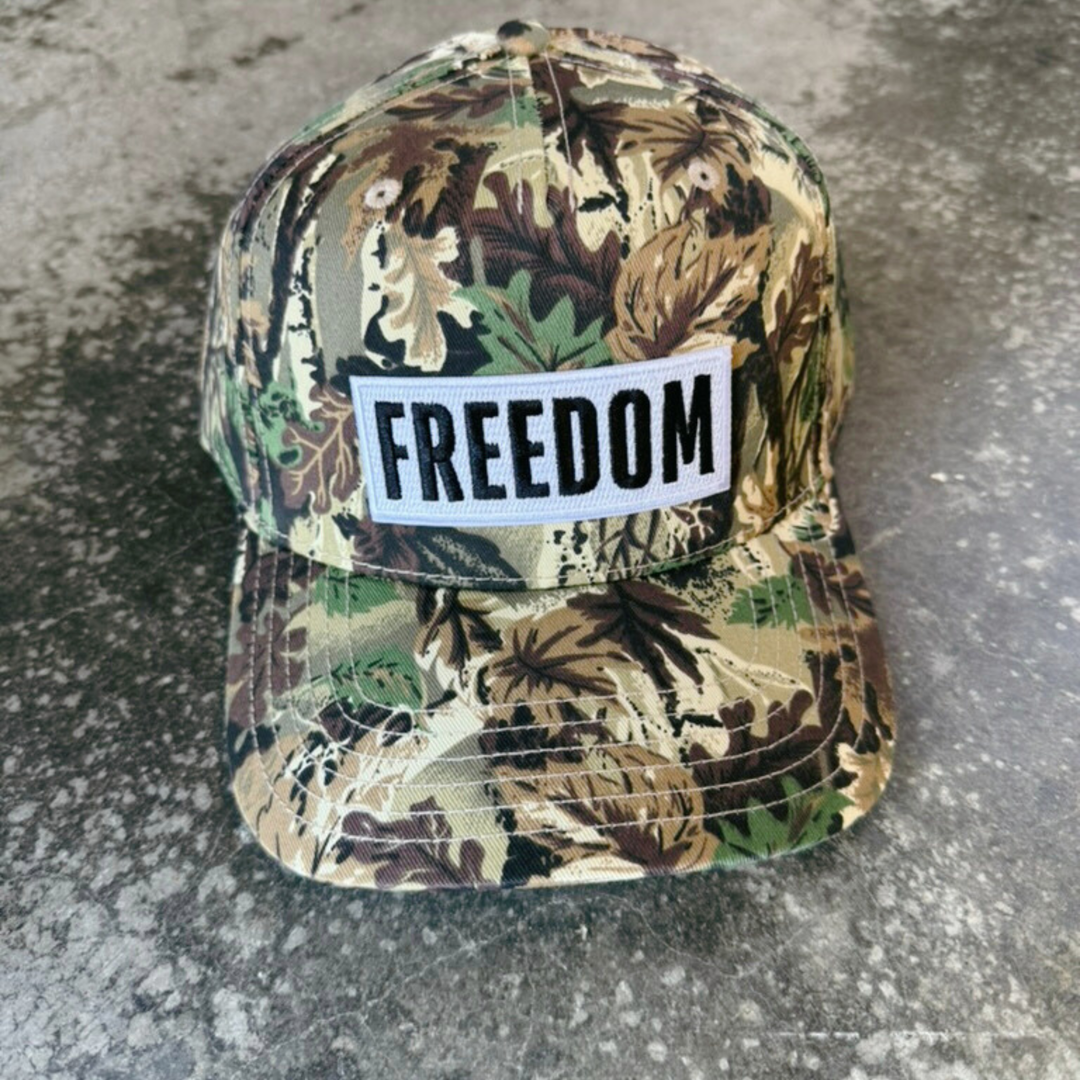 3.5" FREEDOM in White &amp; Black  -  Embroidered Hat Patch