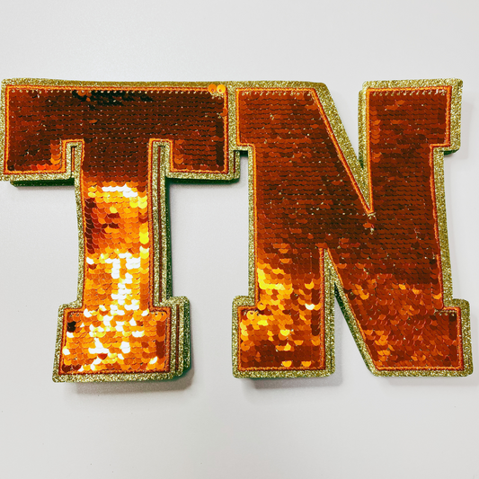 10" TN - TENNESSEE Orange Sequin - Sequin Patch