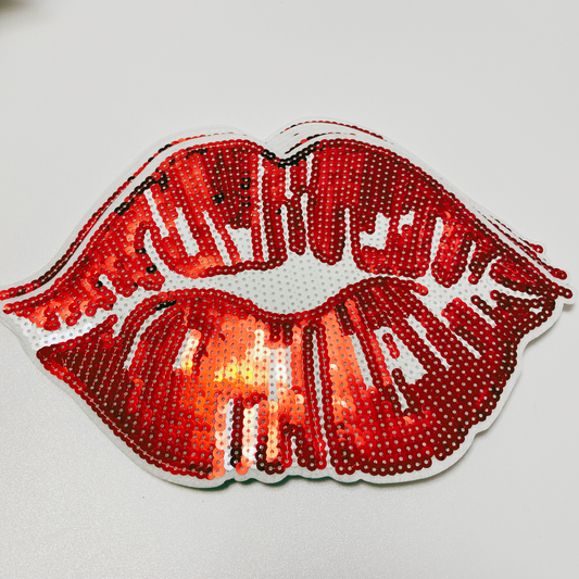 10" inch Kiss Kiss Red Lips -  SEQUIN Patch