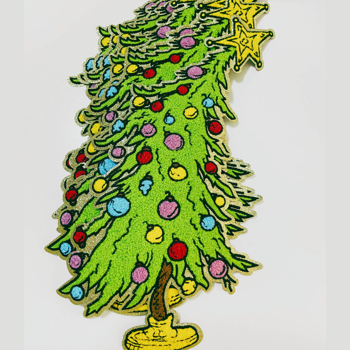 9" x 13" Green Christmas Tree  - Chenille patch