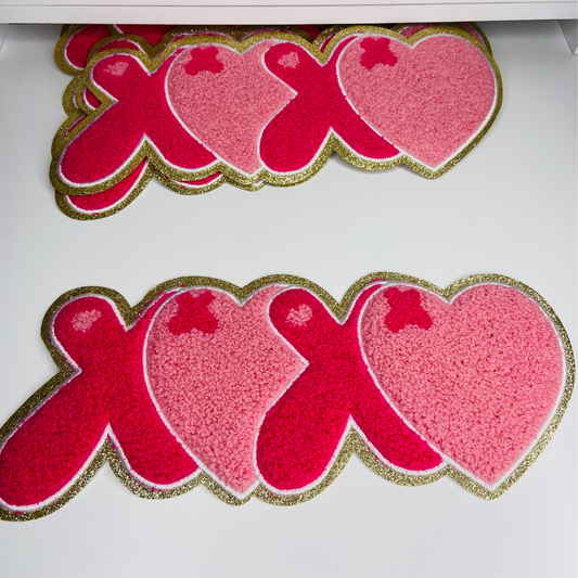 XOXO - Chenille Patch - Pink & Gold