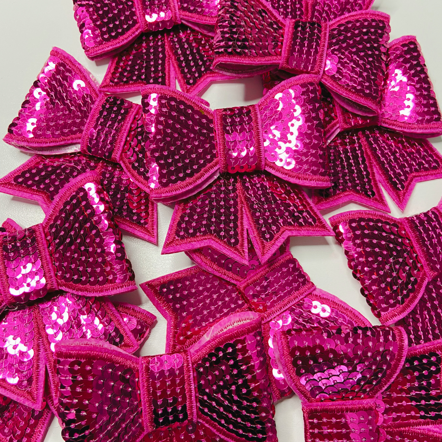 3" SEQUIN 3D Bow In PINK - SEQUIN Hat Patch