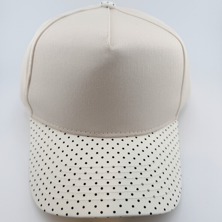 TEELUX - Cotton Structured Hat Blank -  SNAP BACK - Ivory &amp; Black Polkadot