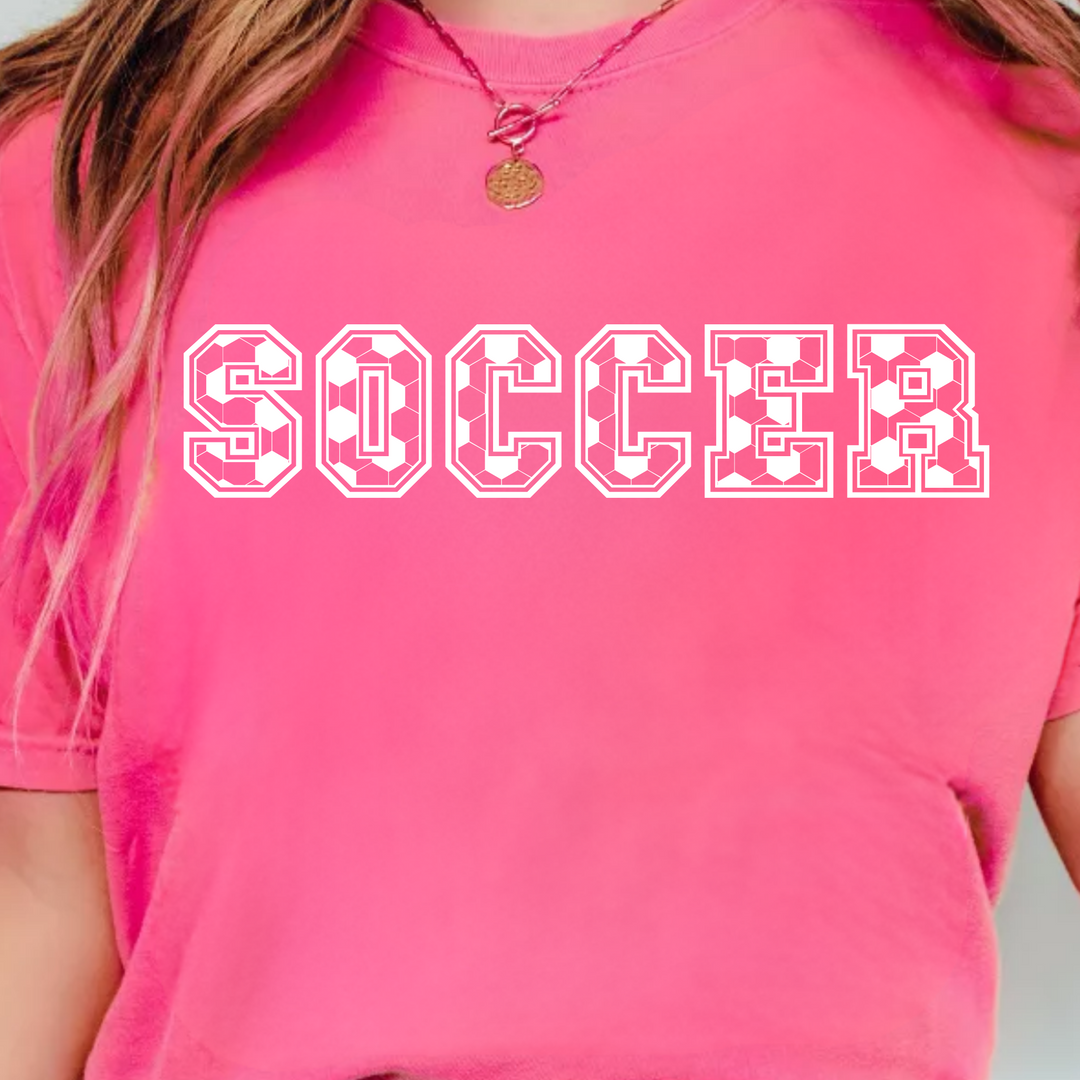 (shirt not included) SOCCER lettering in WHITE - Screen Print Transfer&amp;nbsp;&amp;nbsp;
