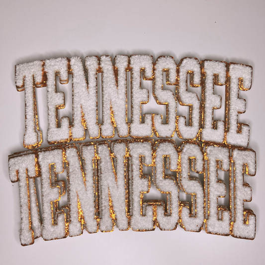 TENNESSEE in White and Orange 10.75"- Chenille Patch