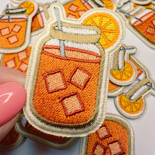 2" Iced Tea - Orange - Embroidered Hat Patch