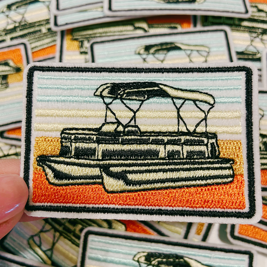 2.5” Pontoon Boat  -  Embroidered Hat Patch