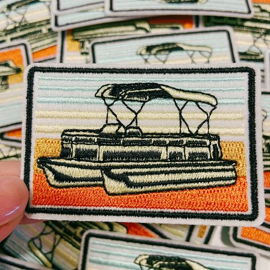 2.5” Pontoon Boat - Embroidered Hat Patch