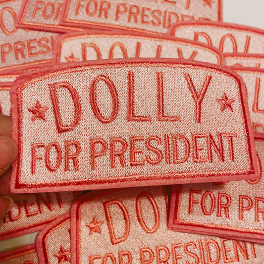 4"  DOLLY for President -  Embroidered Hat Patch (Version 2)