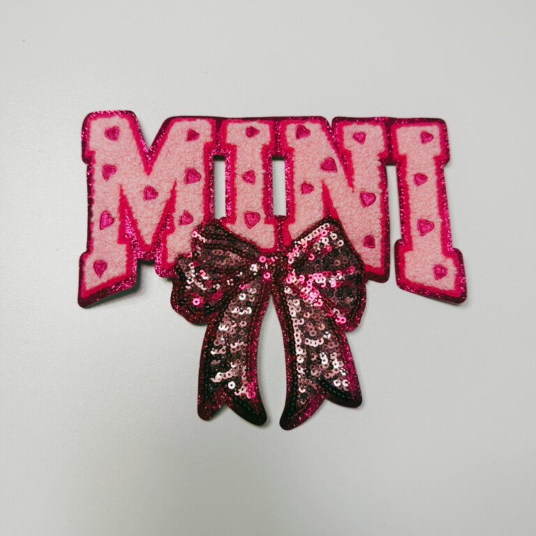 10.5” MAMA or 7" MINI Chenille patch with Sequin Bow - Sequin Patch