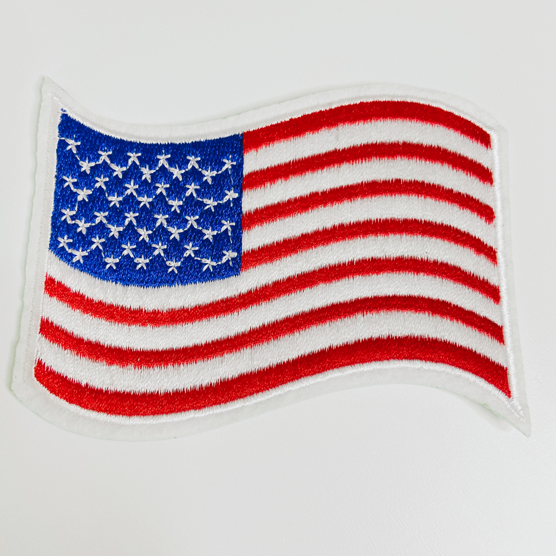 American Flag - Wavy 3" Hat Patch   -  Embroidered hat Patch