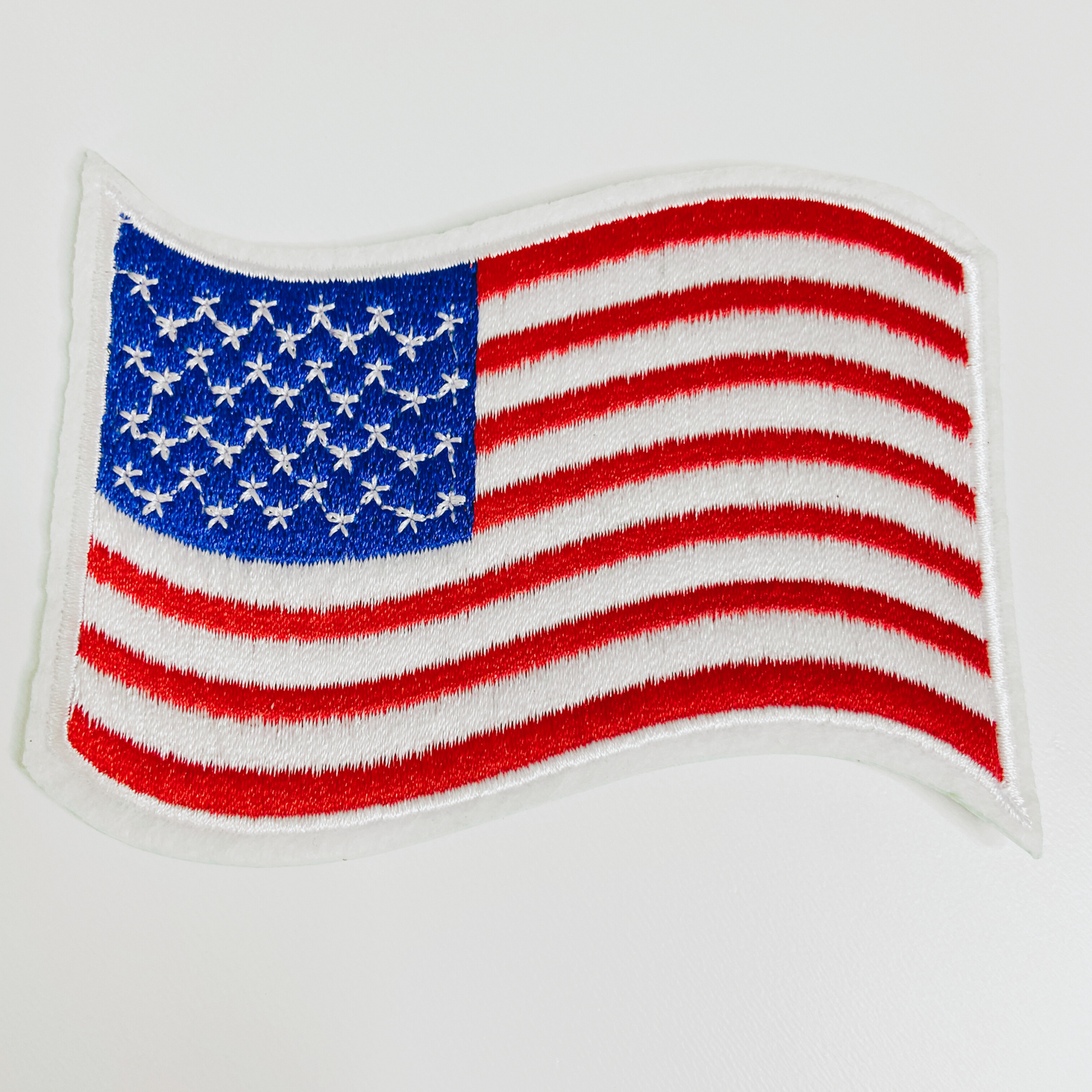American Flag - Wavy 4" Hat Patch   -  Embroidered hat Patch