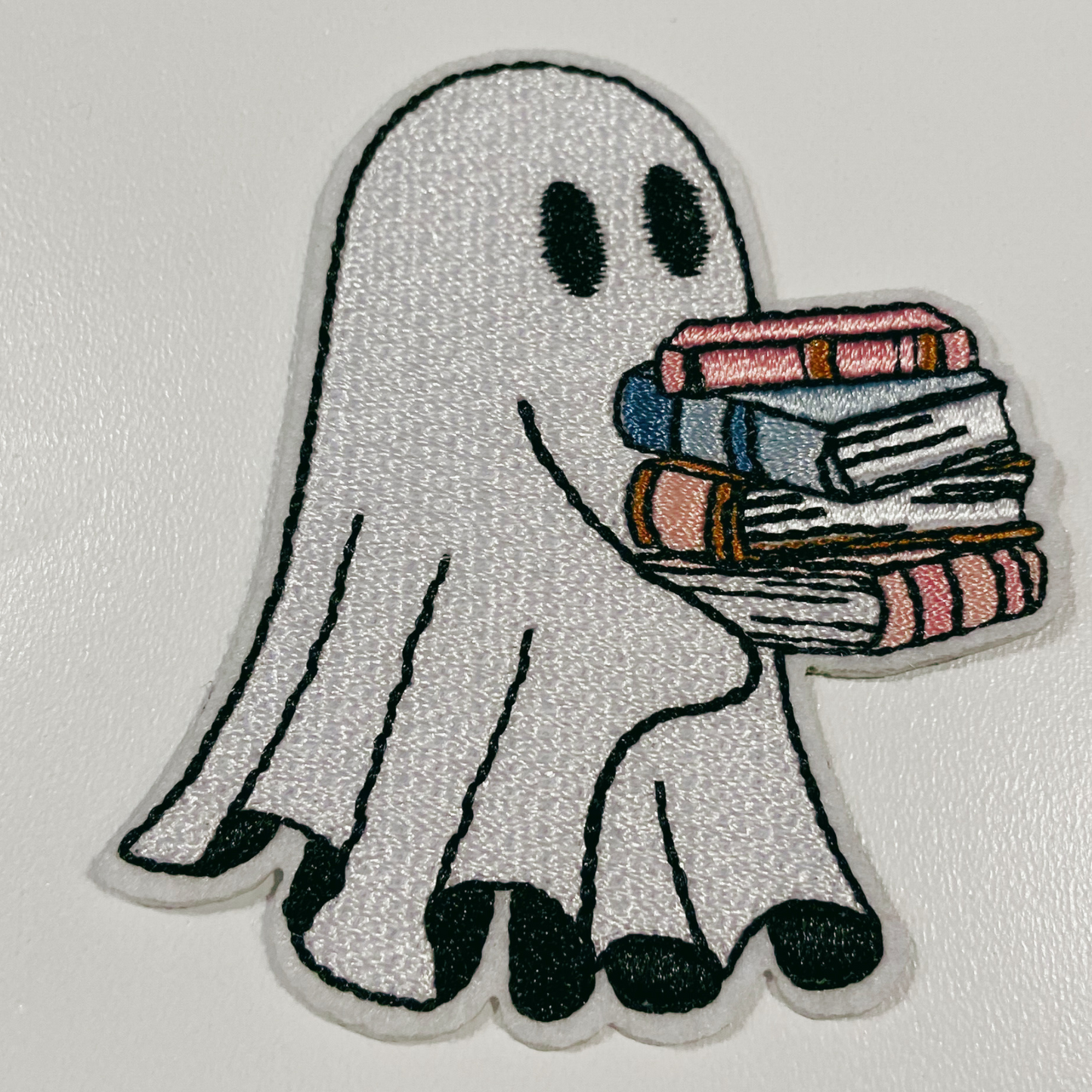 3"  Ghost w Books -  Embroidered Hat Patch