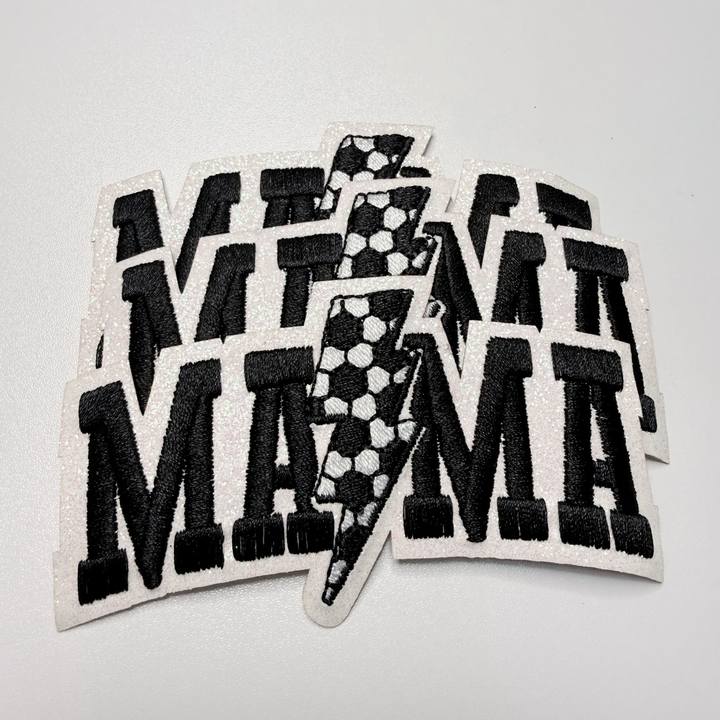 4” Soccer Mama (glitter backing) -  Embroidered Hat Patch