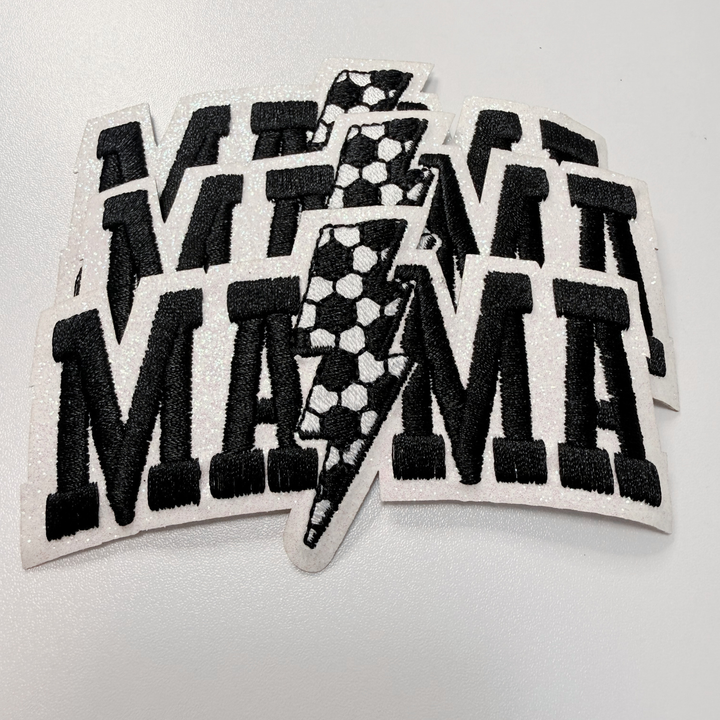 4” Soccer Mama (glitter backing) -  Embroidered Hat Patch