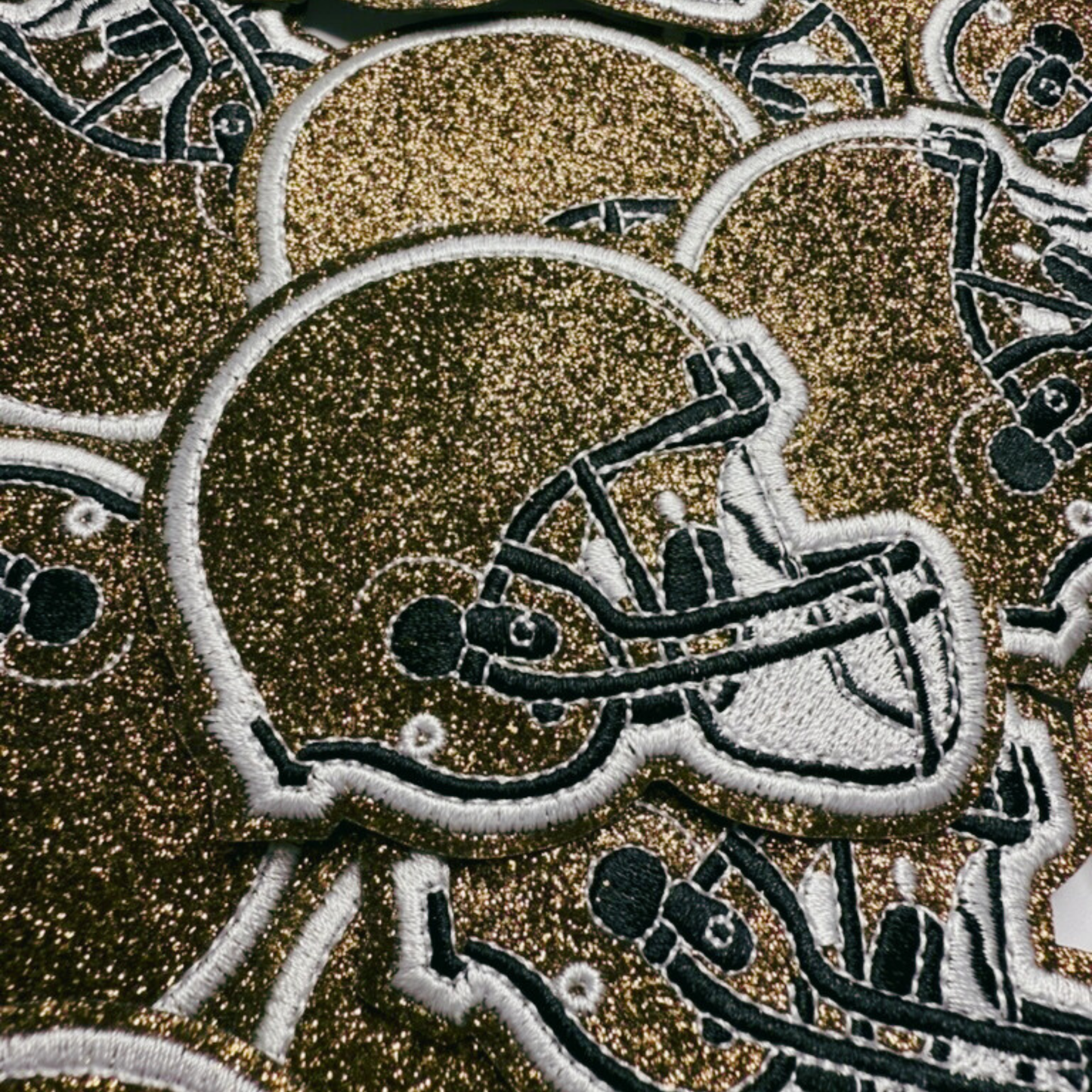3" Football Helmet in Glittered Embroidered Patch - Hat patch