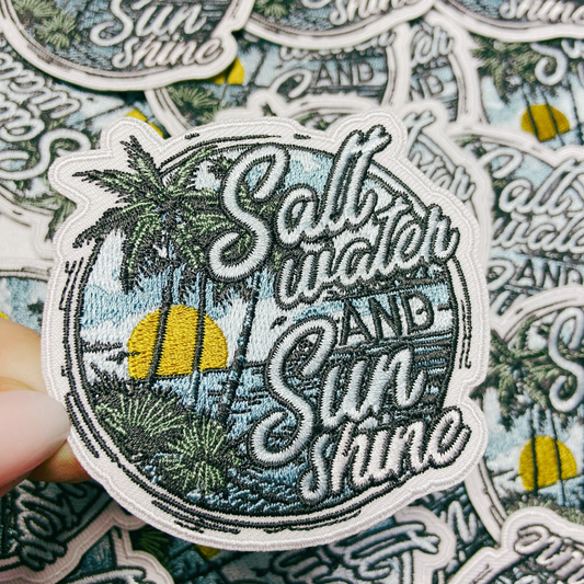 3" Salt Water and Sun Shine - Embroidered Hat Patch