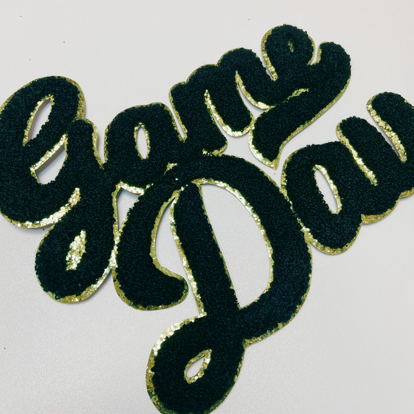 11” GAME DAY script in BLACK - Chenille Patch