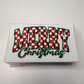 3.5" Merry Christmas (checkered)-  Embroidered Hat Patch