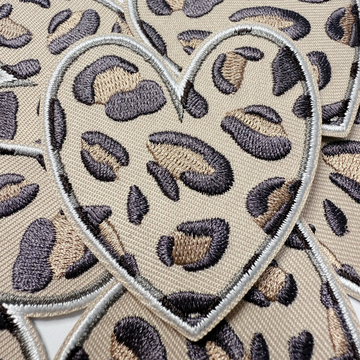 2.5" Animal Print Heart -  Embroidered Hat Patch