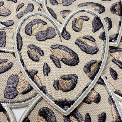 2.5" Animal Print Heart -  Embroidered Hat Patch