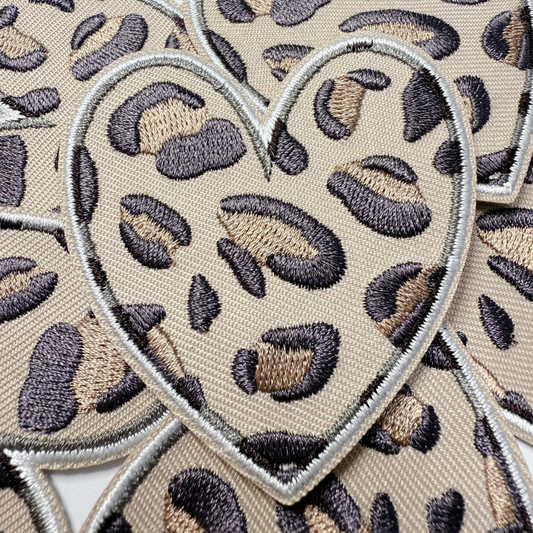 2.5" Animal Print Heart - Embroidered Hat Patch