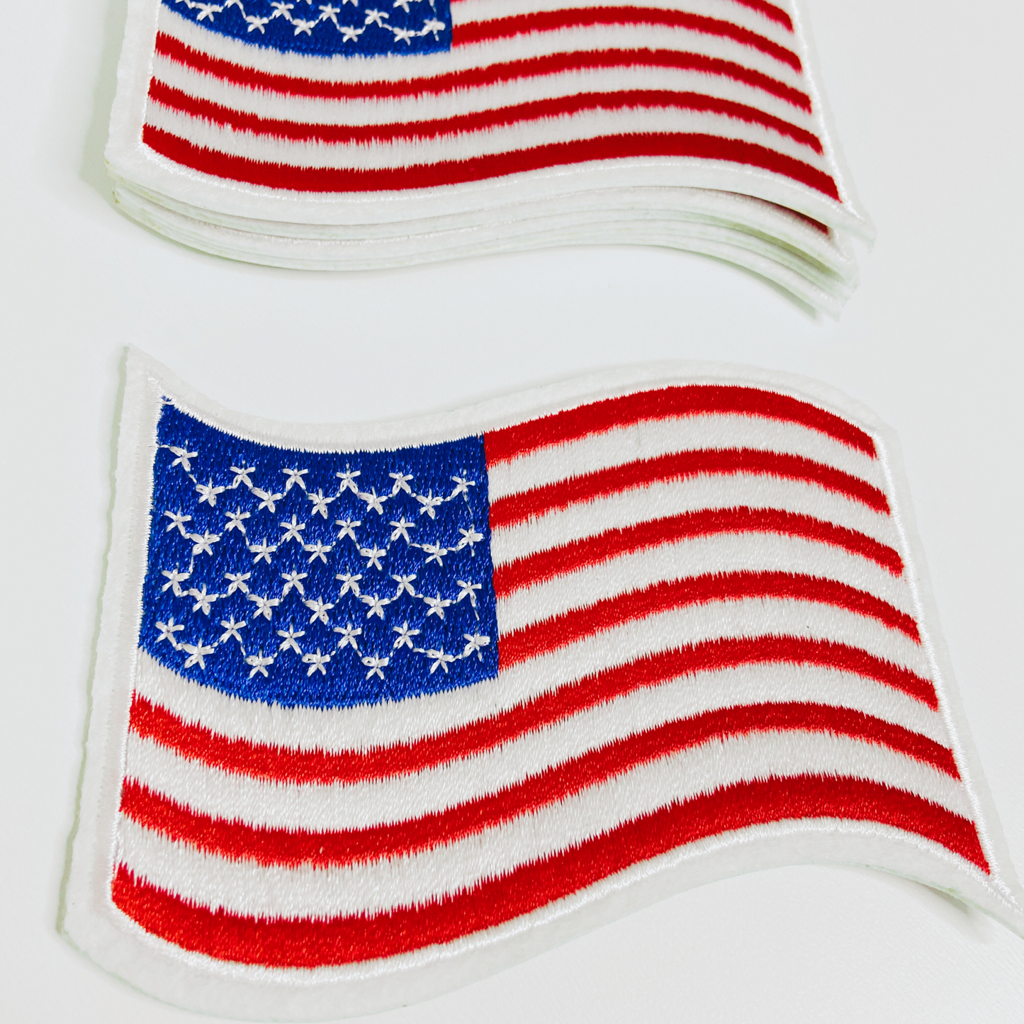 American Flag - Wavy 4" Hat Patch   -  Embroidered hat Patch